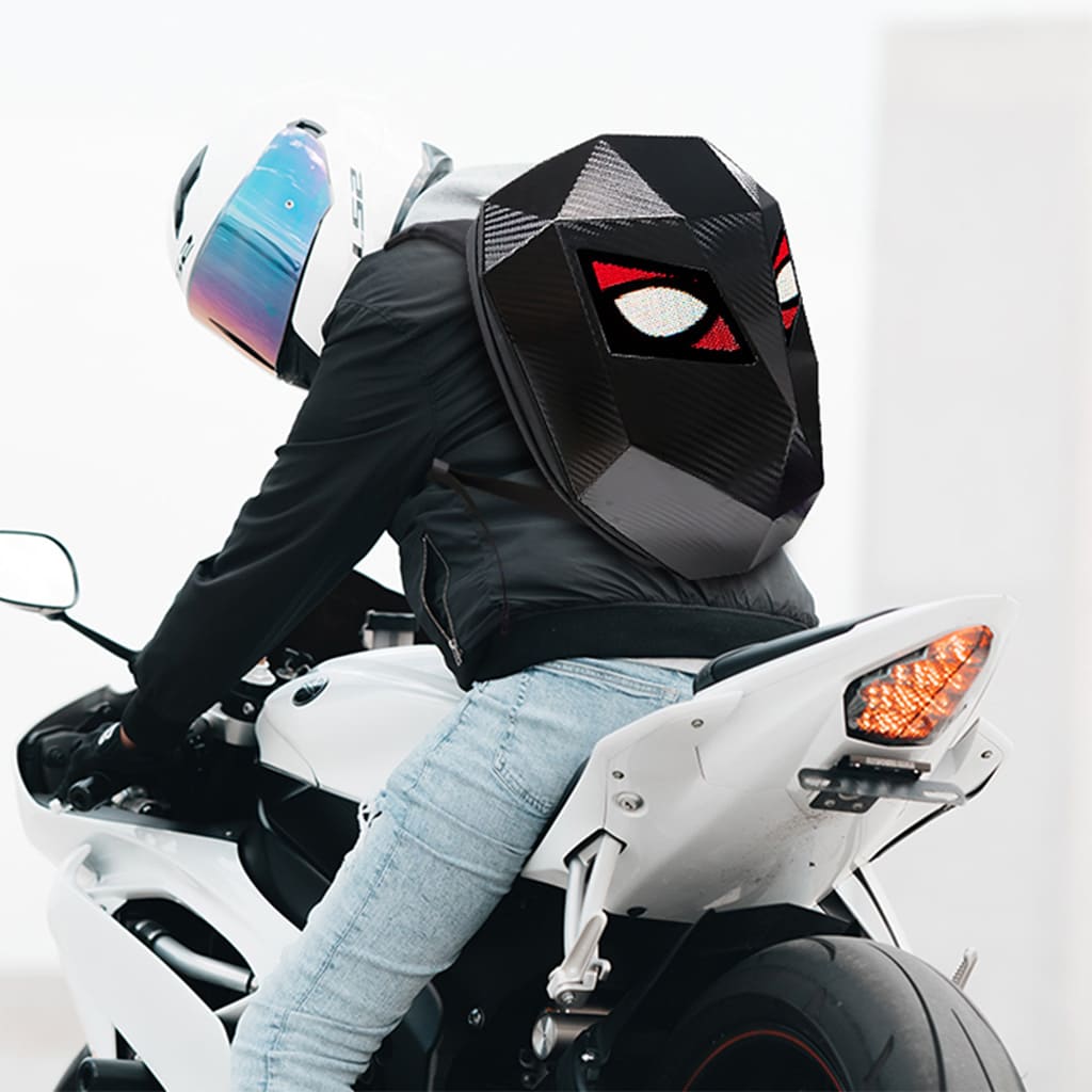 motorcycle backpack led eyes