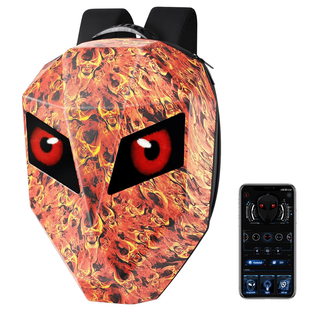 motorcycle backpack with eyes