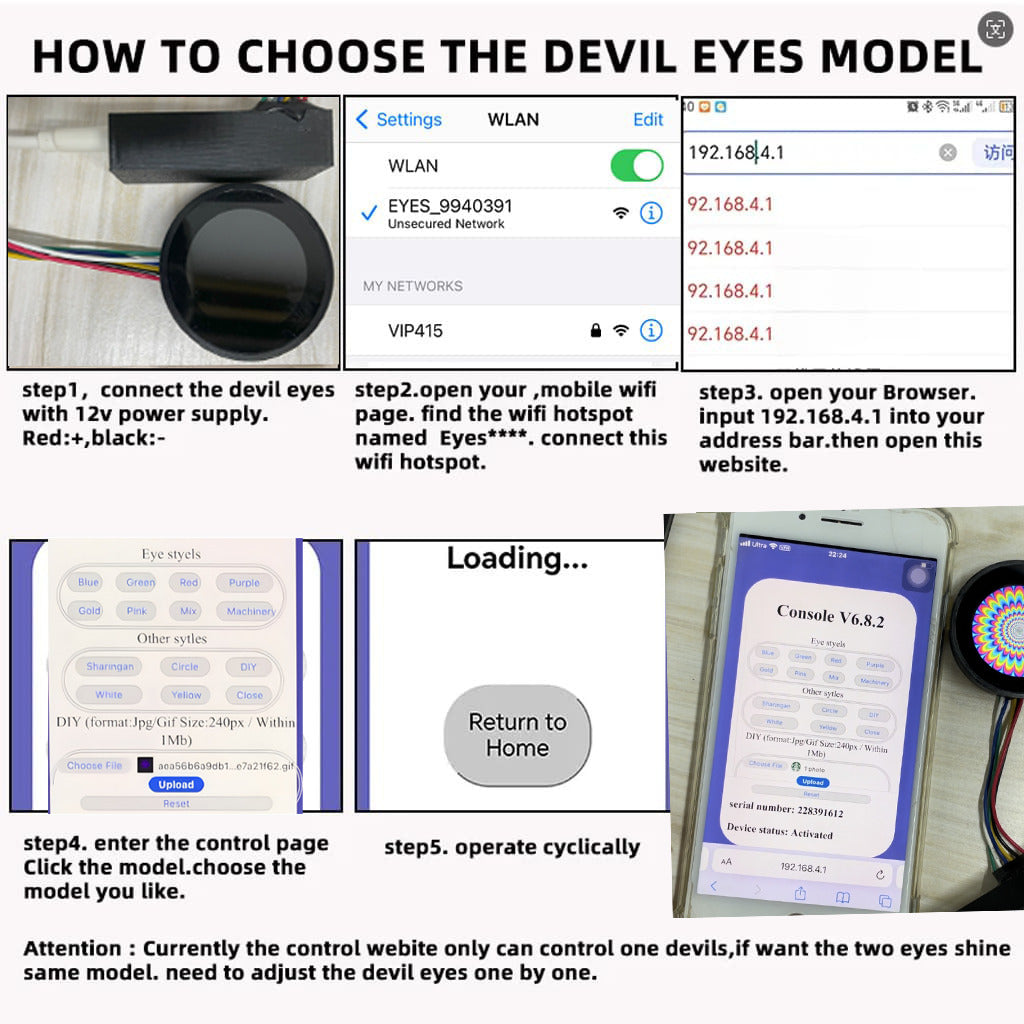 Synced Programmable Devil Eyes Light with Remote