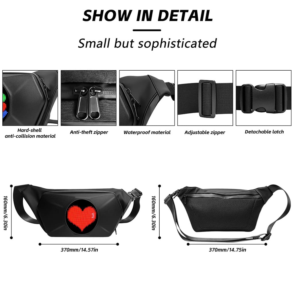 Black Sling Bag with LED Display